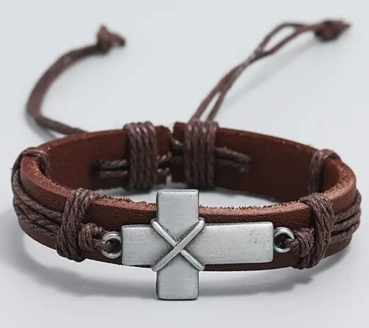 Faith based  CROSS Bracelet with Leather straps