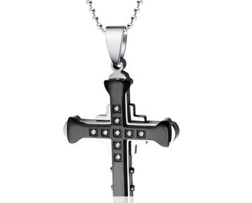 Black Cross Faith Necklace Elegant Stones