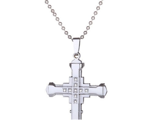 Silver Cross Faith Necklace Elegant Stones
